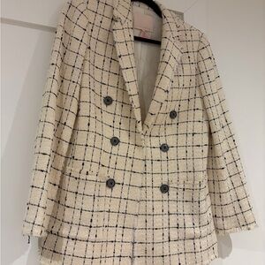 Rebecca Taylor Cream and Black Checkered Blazer
